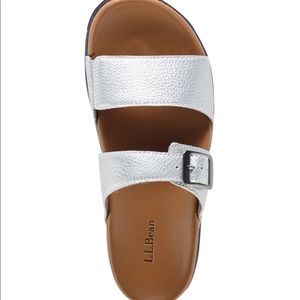 LL Bean women’s Eco Comfort Leather Sandals silver